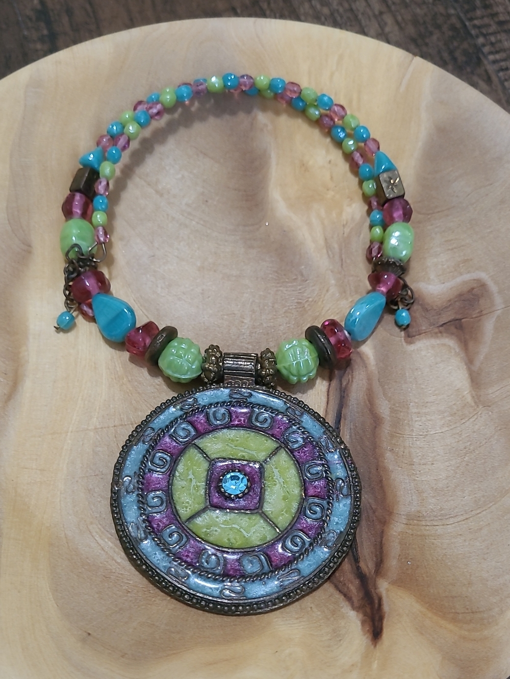 Colorful Beaded Choker with Intricate Pendant